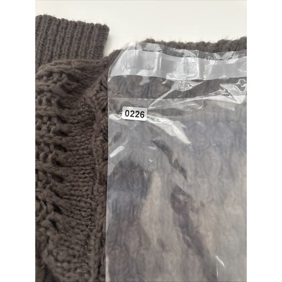 Free People Sweater Crashing Waves Wool Blend Chunky Open Knit Cocoa Size XS - Picture 13 of 13